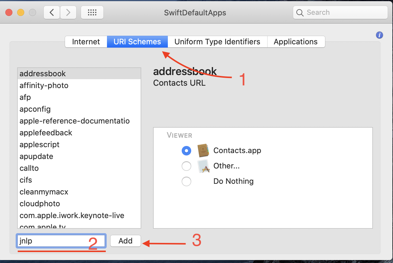Додаємо обробку jnlp у SwiftDefaultApps